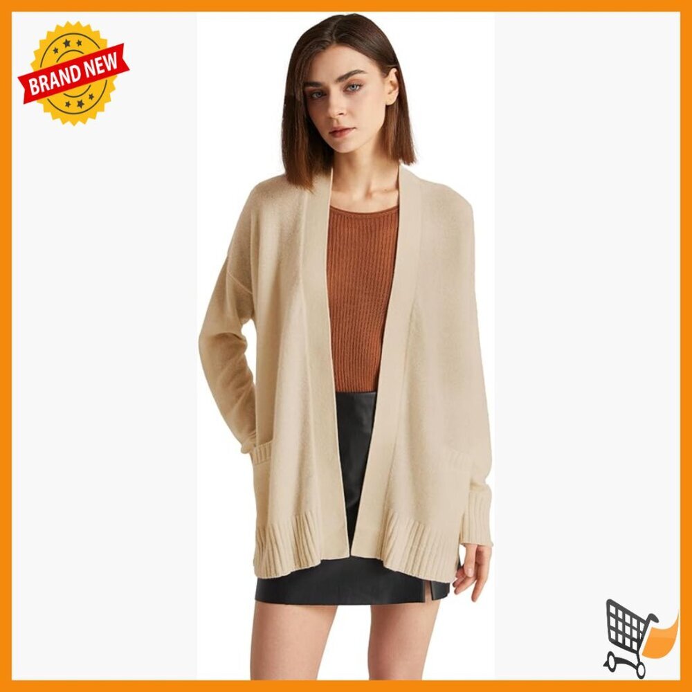Oversize Cashmere Cardigan Sweater with Pockets, Soft and Warm